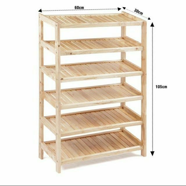 [HCM]KỆ ĐỂ GIÀY DÉP GỖ 6 TẦNG 60CM