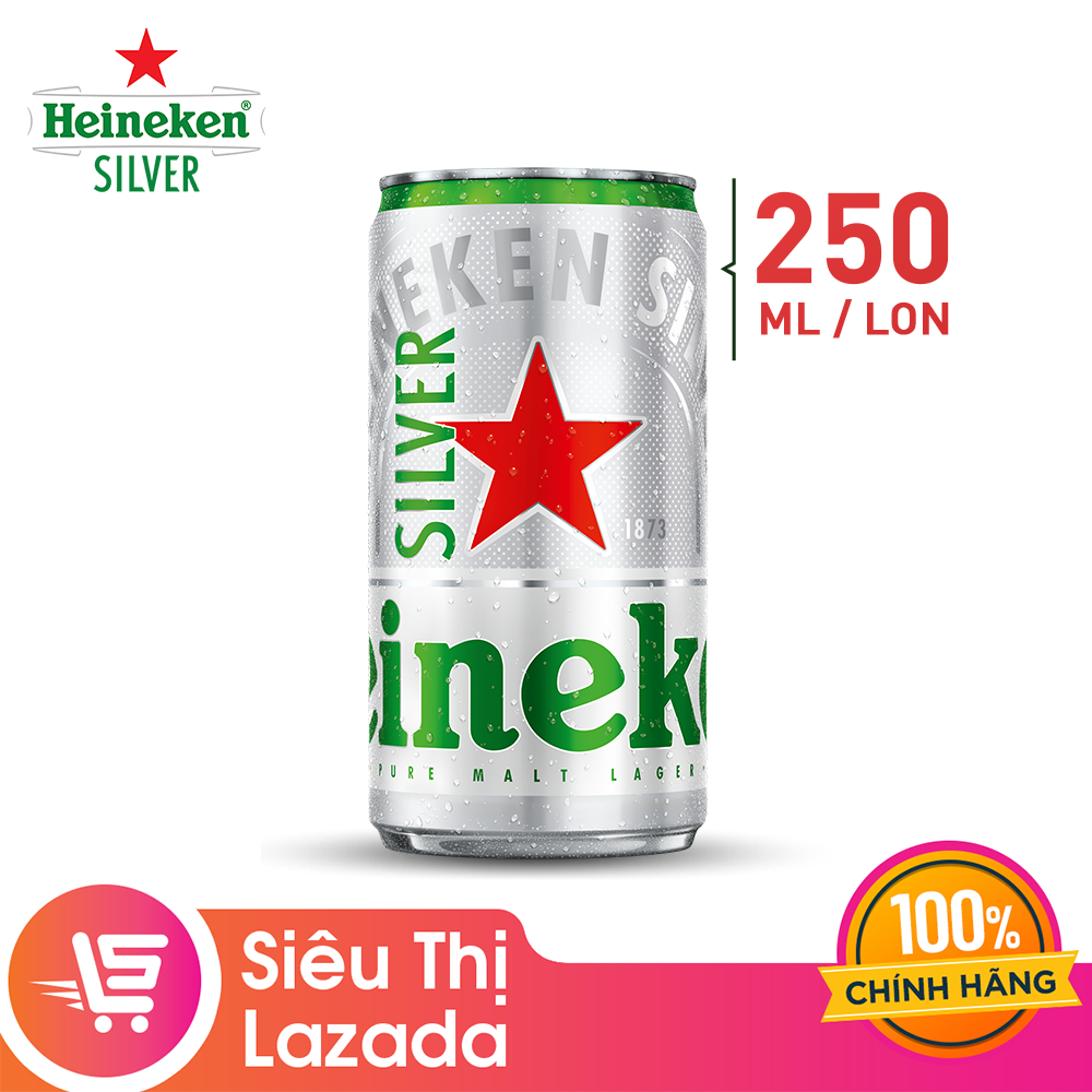 [HOT DEAL][Trợ ship đến 70K + Voucher 10k] Thùng 24 lon bia Heineken Silver Coolpack 250ml/lon