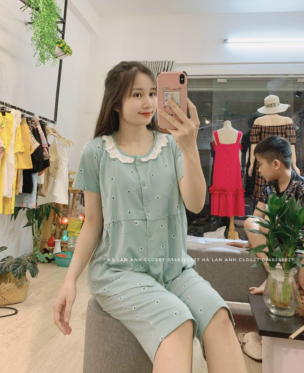 Bộ bầu  chất lụa chéo thái siêu mềm mát cho bà bầu mặc nhà