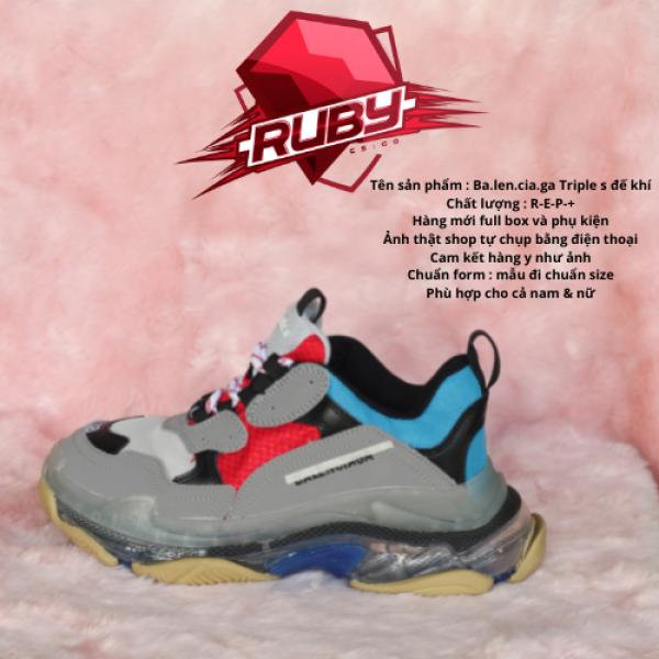 (Xả Kho 3 Ngày) GIẦY THỂ THAO TRIPLE S ĐẾ KHÍ mầu xanh đỏ tại shop Ruby Sneaker