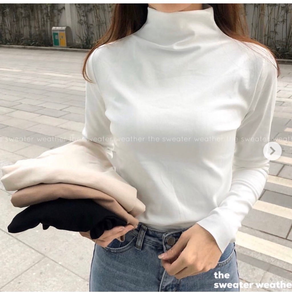 Áo giữ nhiệt nữ cổ 3 phân trơn màu hàng đẹp