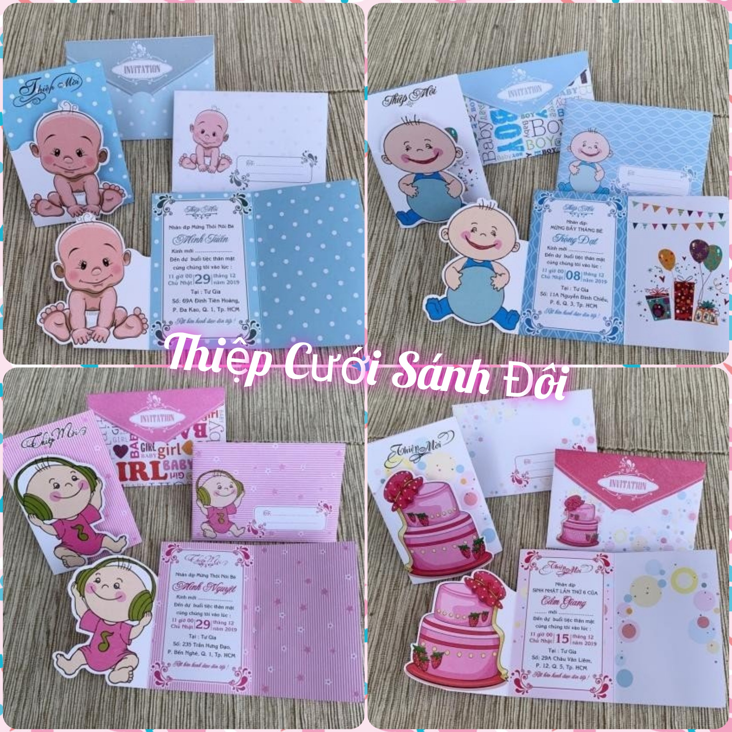 THIỆP SINH NHẬT - 60 BỘ THIỆP MỜI THÔI NÔI - ĐẦY THÁNG