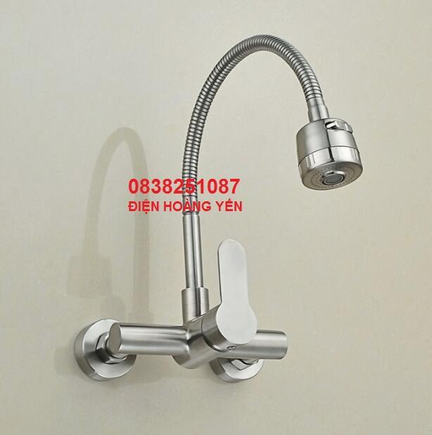 [HCM]Vòi rửa chén nóng lạnh âm tường cần lò xo Inox SUS 304 ( Xước mờ) - CNL3025