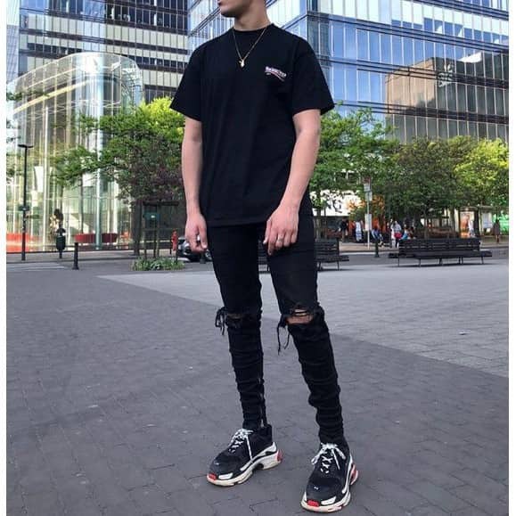 [HCM]QUẦN JEANS NAM ĐEN ZIPPER TRƠN VÀ RÁCH GỐI SKINNY - Jean dày co giãn cao cấp