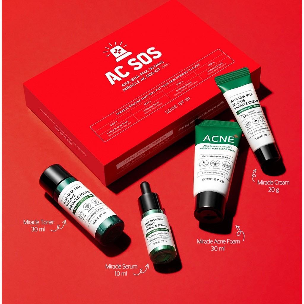 Bộ Dưỡng  Some By Mi Miracle AC SOS Kit (set 4 món).