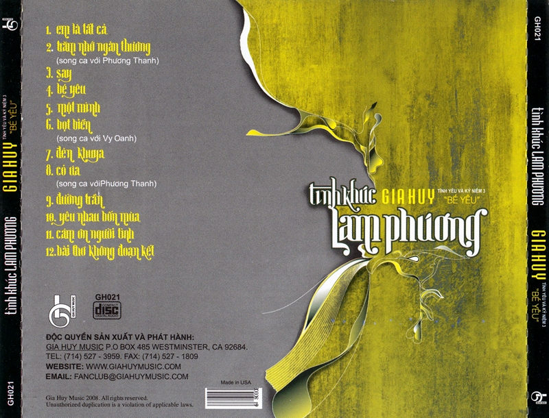 BỘ 5 đĩa CD Tình Khúc Lam Phương 2