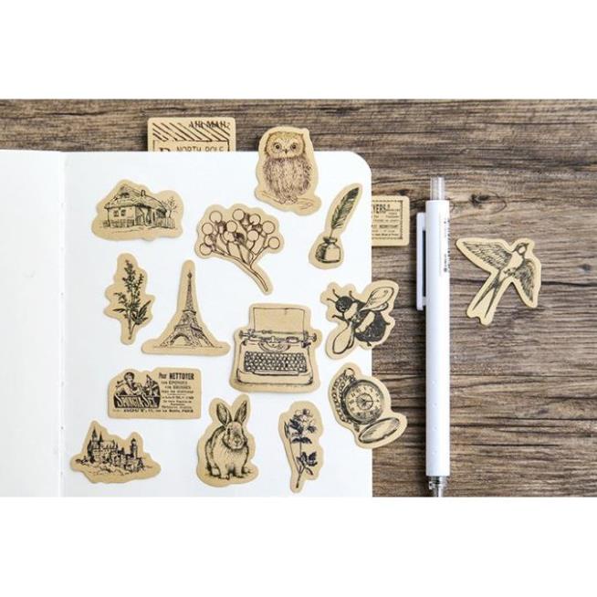 Bộ 46 Sticker tem động vật và hoa lá Trang Trí E53