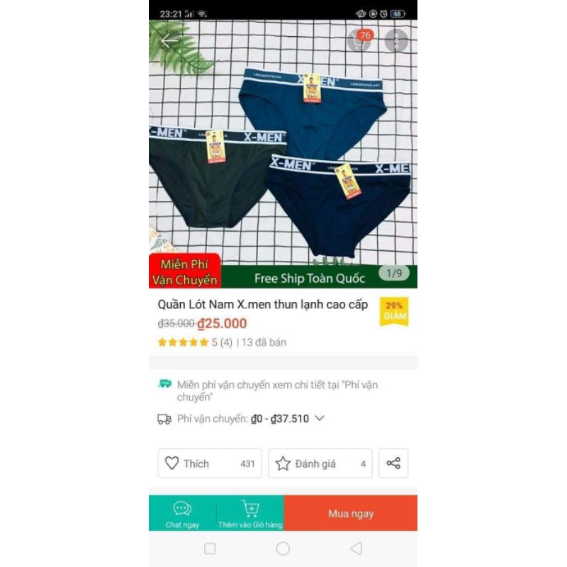 combo 10 quần sịp nam xmen