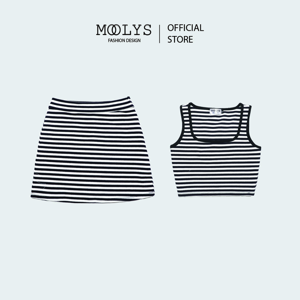 Set váy sọc basic dễ thương MOOLYS MD035