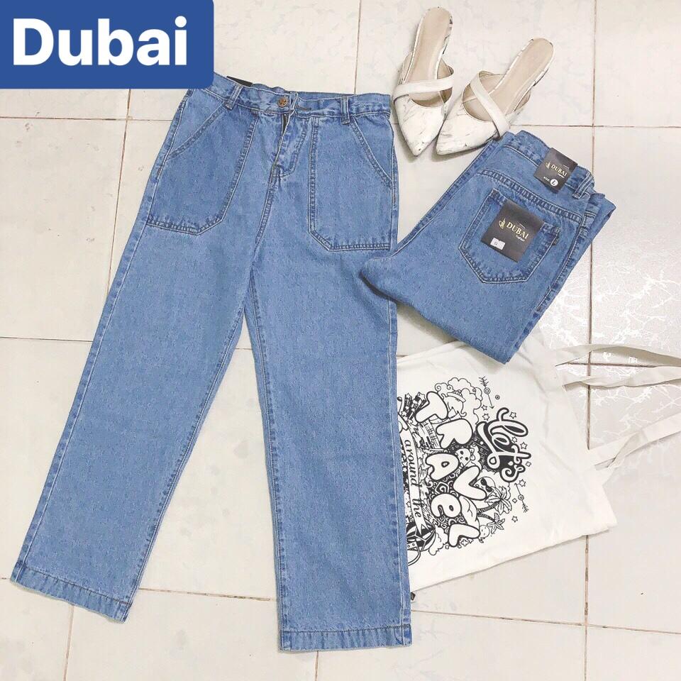QUẦN JEAN BAGGY NỮ CHẤT BÒ ỐNG SUÔNG RỘNG XANH NGỌC LOE DÀI HOT TREND LƯNG CAO NÂNG MÔNG DB-02 - DUBAI FASHION