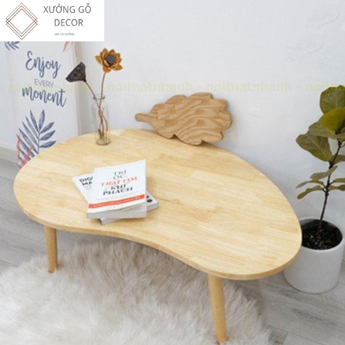 Bàn Sofa Gỗ Hình Hạt Đậu Chân Gỗ Tự Nhiên
