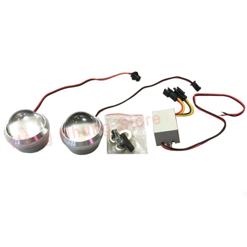 Bộ 2 đèn chớp trâu 4cm (xanh lá - đỏ) 12V-24V, chất liệu nhôm + thấu kính, dễ dàng lắp đặt và sử dụng