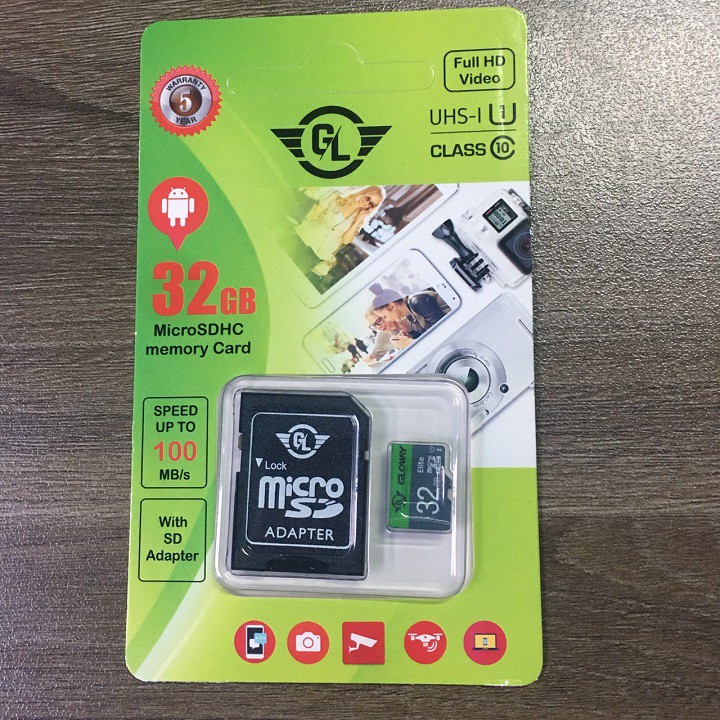 Thẻ nhớ Micro SD 32GB Gloway Class 10 - Bảo hành 5 năm