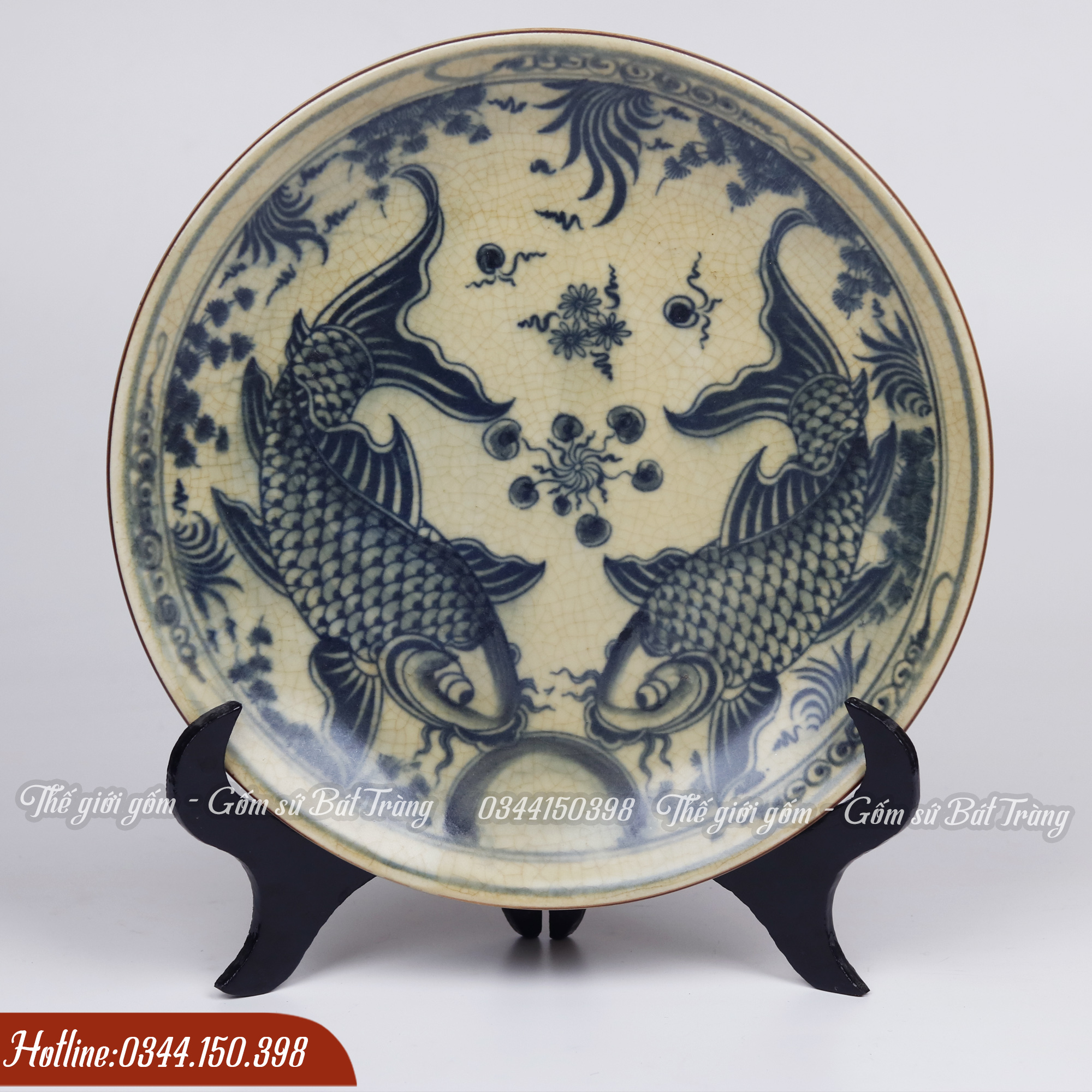 Đĩa Cảnh Men Rạn Bát Tràng Cao Cấp Φ 30cm