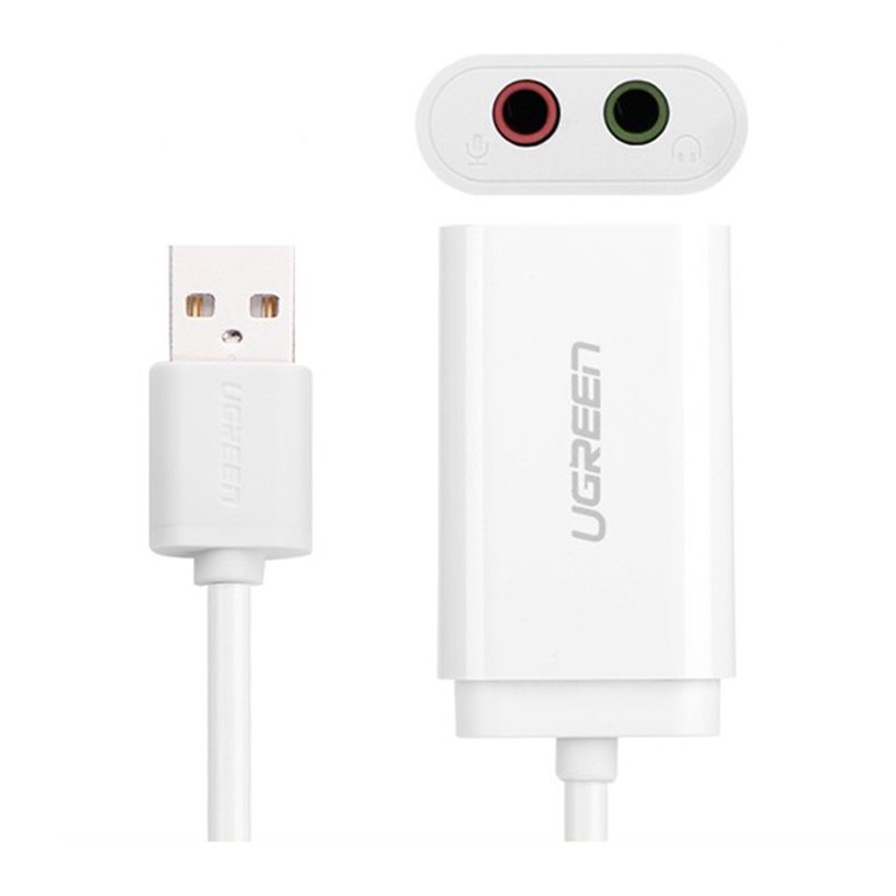 Cáp chuyển USB ra Sound UGREEN 30143 (jack 3.5mm Headphone và Microphone) Chính Hãng