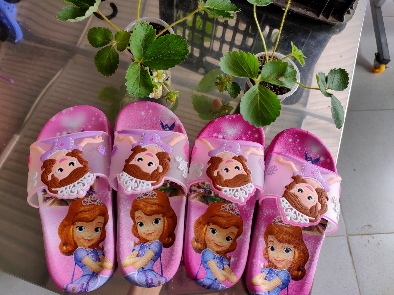 Dép quai ngang cho bé gái công chúa Sofia Elsa siêu nhẹ đế mềm chống trượt họa tiết hoạt hình xinh xắn cho bé