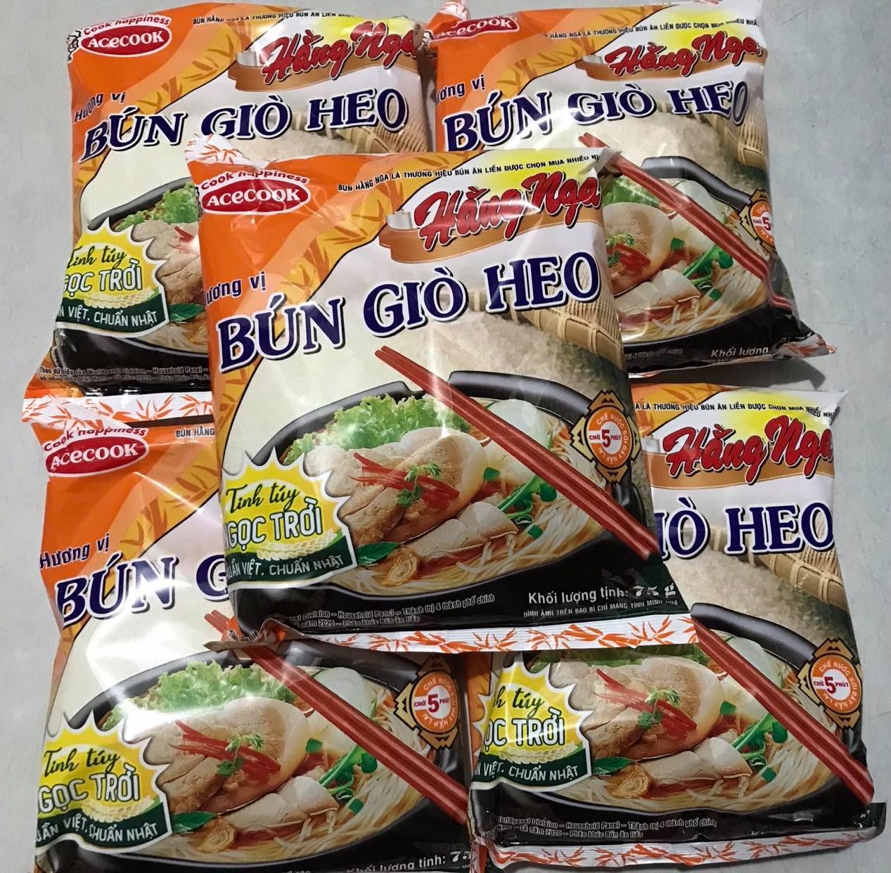 Combo 5 Gói Bún Giò Heo Hằng Nga Acecook, Bún ăn liền, Bún Hằng Nga, Bách hóa Minh Anh