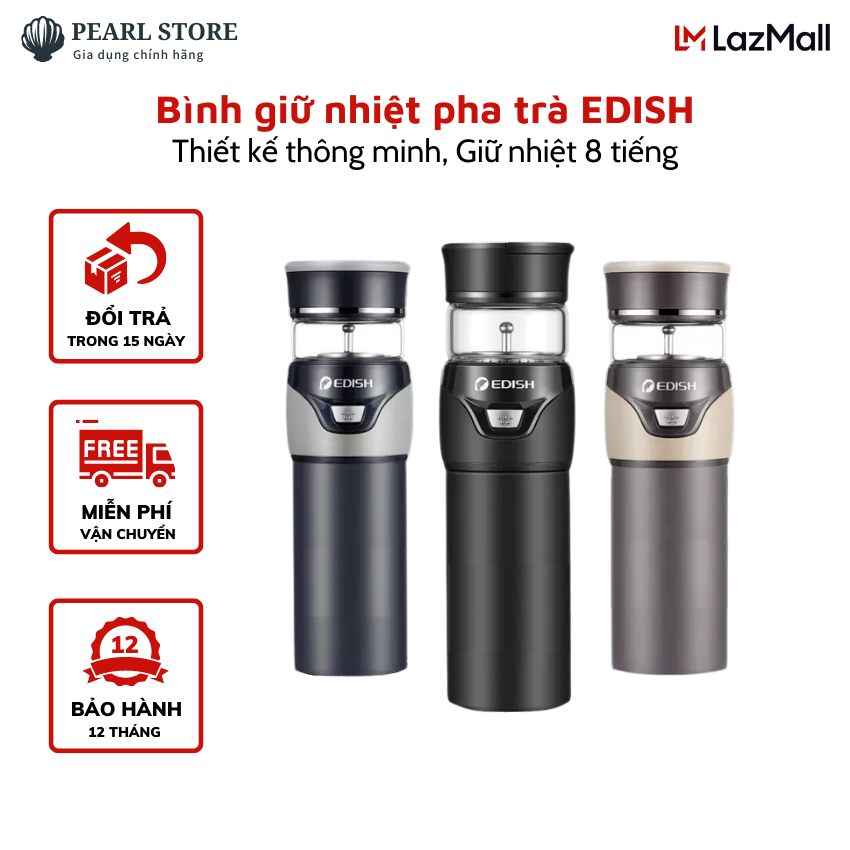 Bình pha trà tiện lợi, Bình giữ nhiệt inox, Bình trà có lõi lọc - Bình Pha Trà Edish Giữ Nhiệt Lâu , Hàng Cao Cấp , An Toàn Tuyệt Đối - Bảo hành uy tín 1 đổi 1