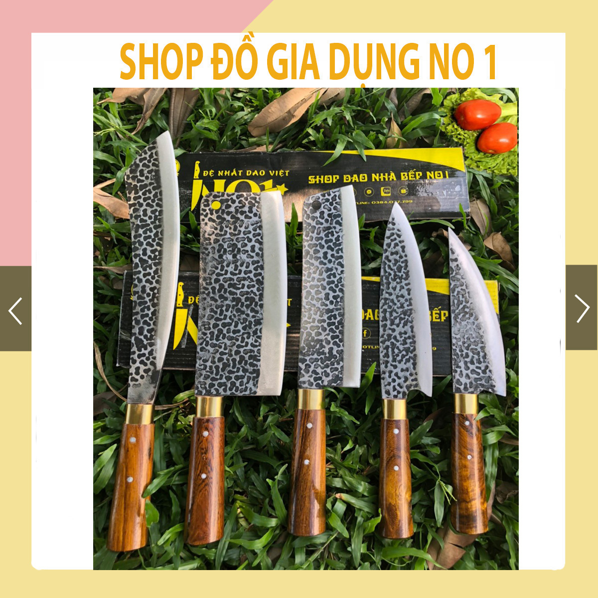 BÁO GIÁ Dao Làm Bếp Cao Cấp | Shopee Lazada Sendo Tiki mới nhất 72 Dao bộ 5 dao nhà bếp cao cấp làm từ nhíp xe ô tô cán gỗ cẩm chỉ chống cong vênh sứt mẻ