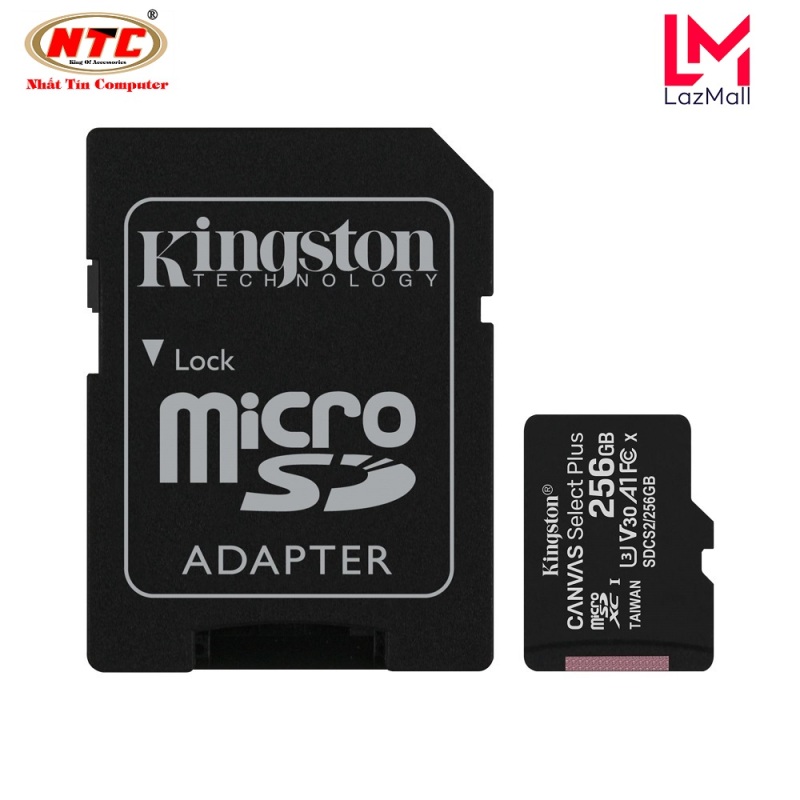 Thẻ nhớ microSDXC Kingston Canvas Select Plus 256GB U3 V30 A1 R100MB/s W85MB/s - Kèm Adapter (Đen) - Nhat Tin Authorised Store