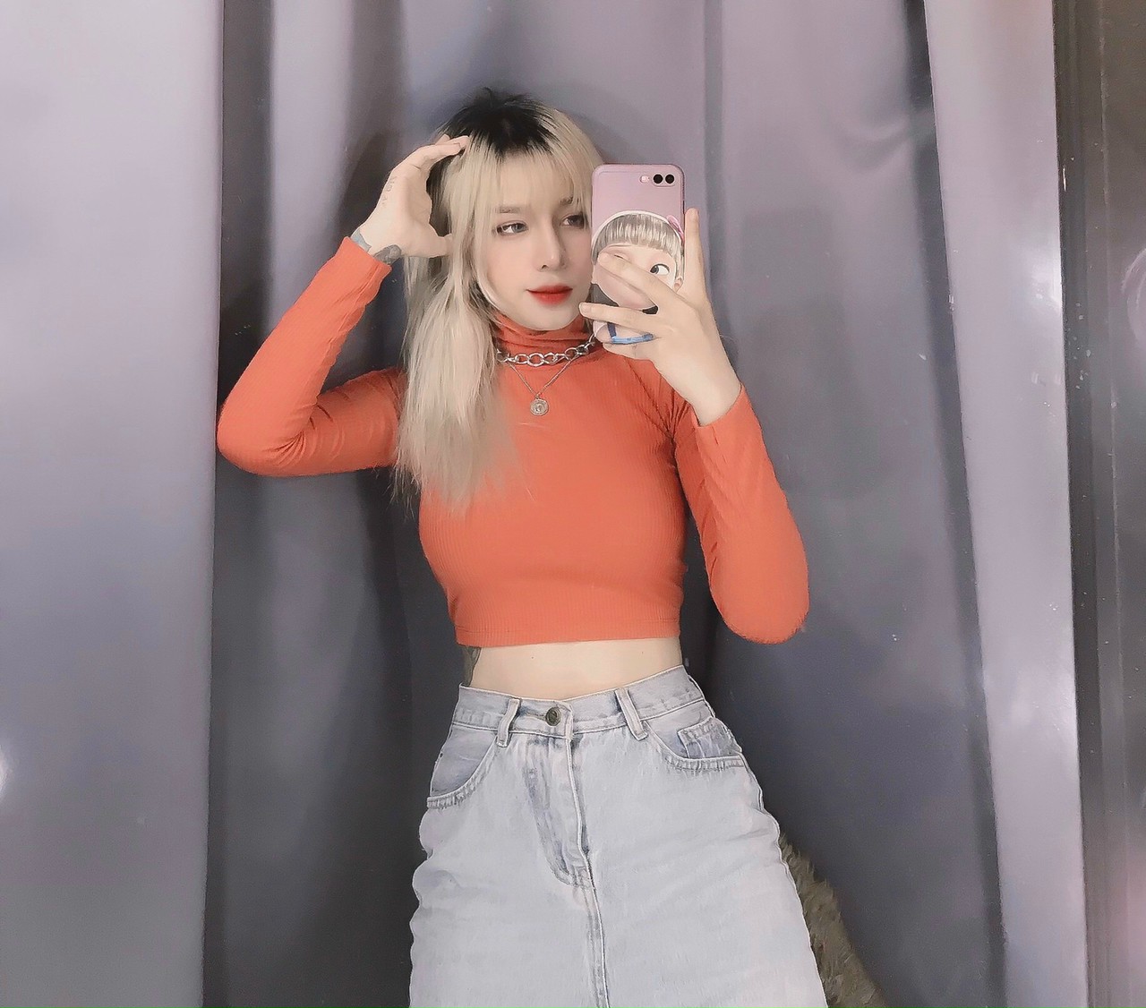 [HCM]ÁO CROPTOP CỔ LỌ THUN GÂN (DƯỚI 50KG)