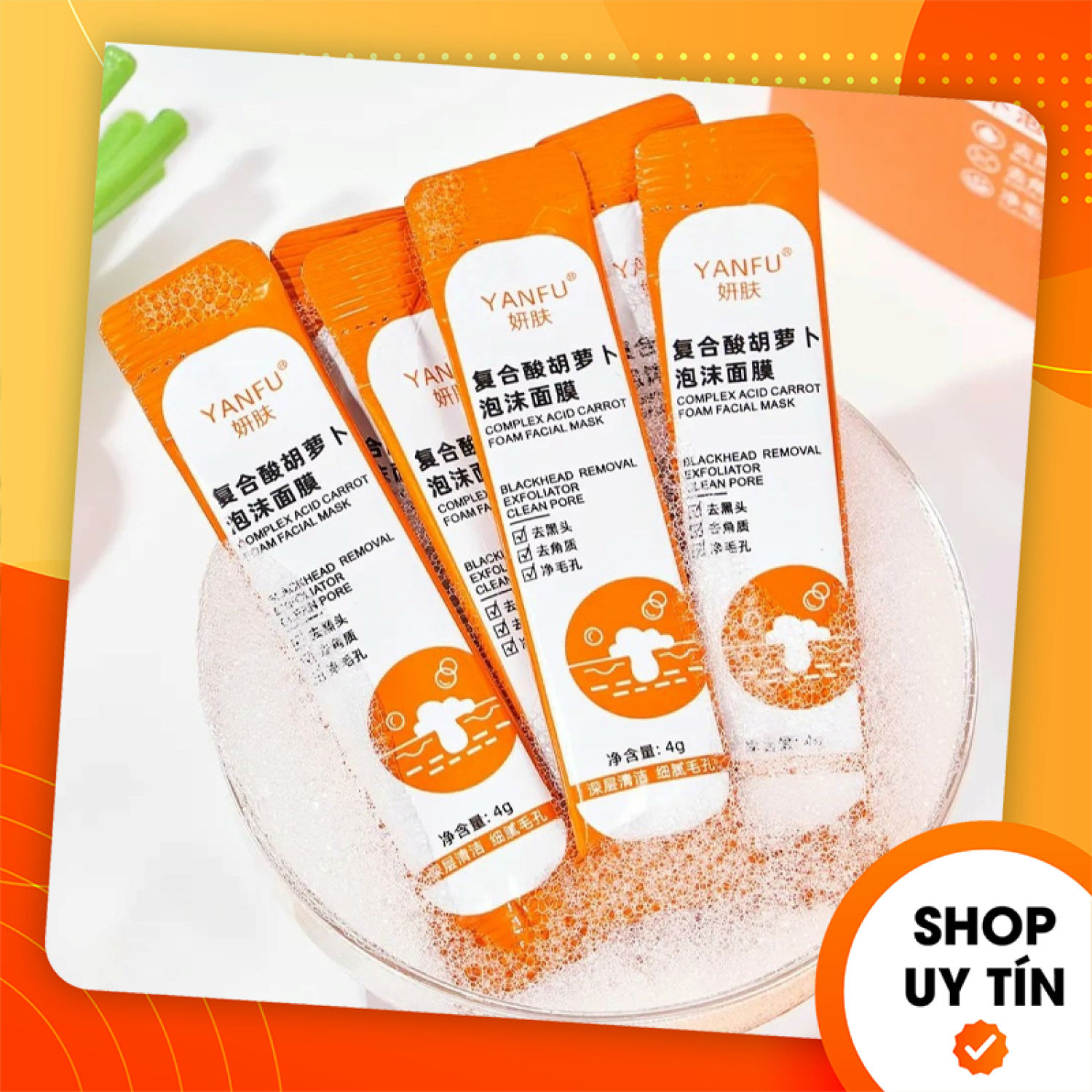 Mặt Nạ Sủi Bọt Cà Rốt Yanfu Hộp 12 gói