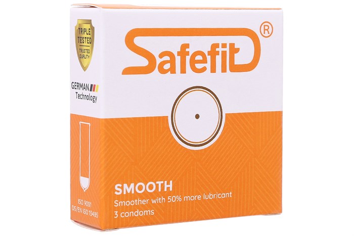Bao cao su mỏng nhiều chất bôi trơn Safefit Smooth 3 chiếc