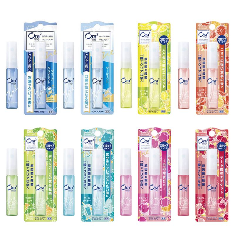 2 Xịt Thơm Miệng Sunstar Ora 2 (6ml) 8 Loại Nhật Bản