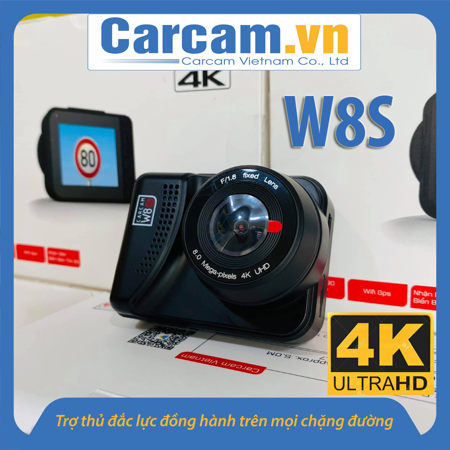 Camera hành trình carcam W8S, đọc biển báo giao thông, ghi hình 4K