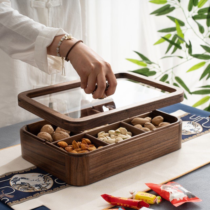 Xu Hướng Trang Trí, Decor Nhà Cửa Tết Nguyên Đán 2026 Phong Cách Bền Vững - Hướng Dẫn Chi Tiết Bố Trí Phong Thủy & Linh Vật May Mắn Năm Bính Ngọ. 6 Hộp Đựng Bánh Kẹo Tết - Khay Đựng Bánh Kẹo Tết Bằng Gỗ Óc Chó Hàng Cao Cấp Có 6 Ngăn Đựng - Vivudecor Hộp Đựng Bánh Kẹo Tinh Tế Và Sang