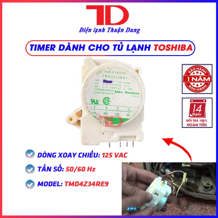 Timer tủ lạnh Toshiba chân lớn, Đồng hồ rơ le thời gian cho tủ lạnh - Điện Lạnh Thuận Dung