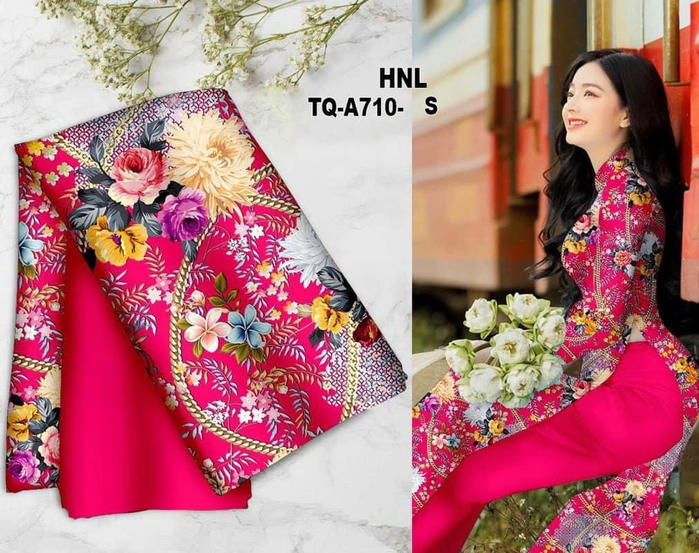Vải áo dài hoa xinh hiện đại