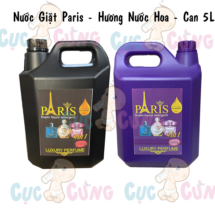 Combo 2 chai nước giặt quần áo Thái Lan Paris 5 lít (Tím + Đen)