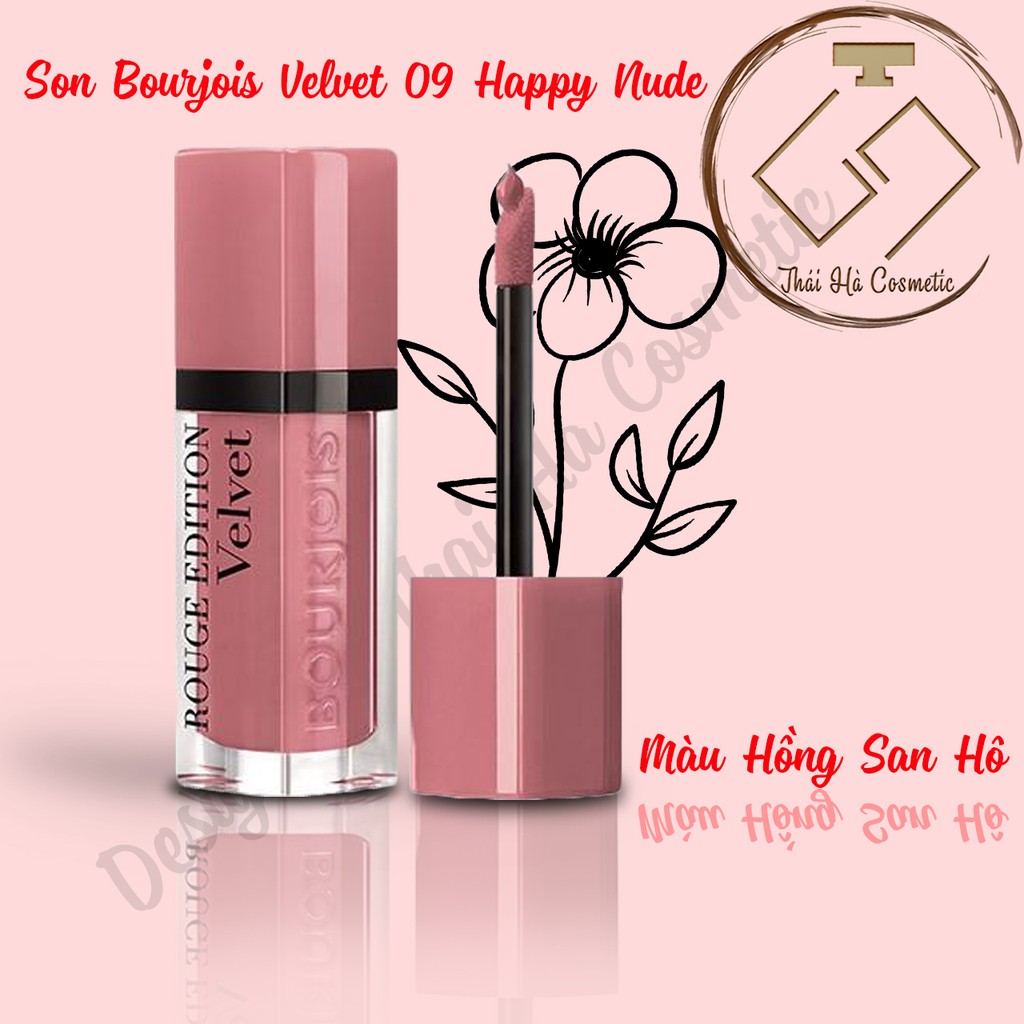 Son Bourjois Velvet 09 hồng san hô