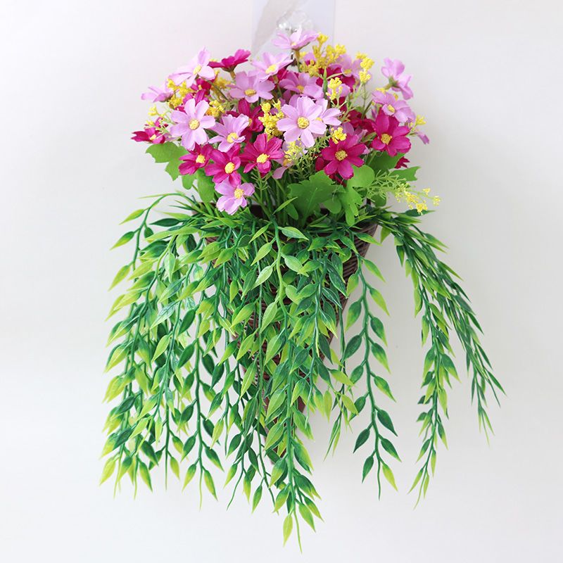 Bộ hoa treo tường nội thất hoa giả hoa hồng sáng tạo trang trí tường phòng khách nhựa giả hoa dây leo