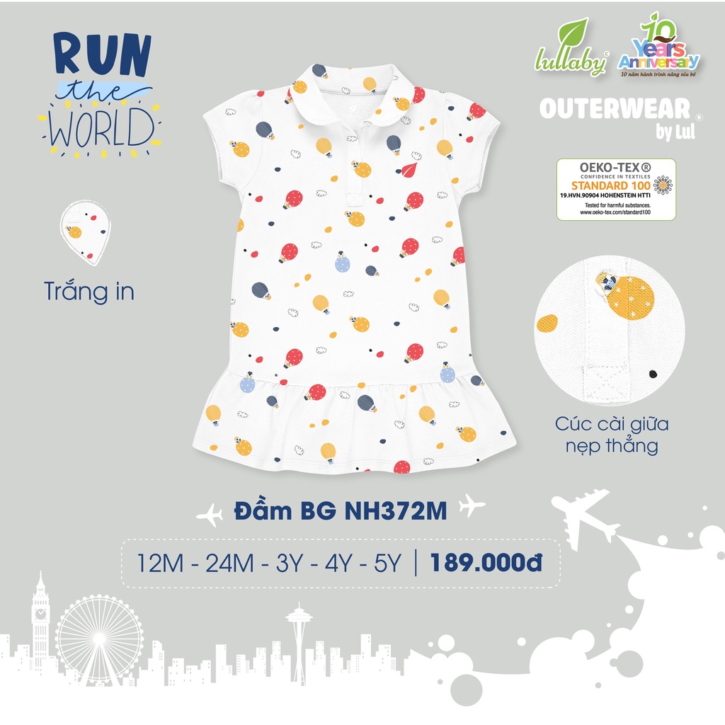 2-5Y Đầm bé gái Lullaby NH372M (Váy bé gái Lullaby)