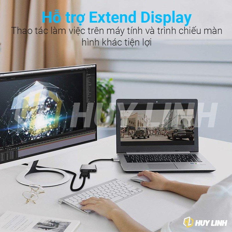 Cáp chuyển đổi USB 3.0 to HDMI và VGA Adapter 2K