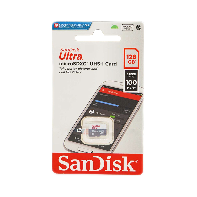 Thẻ nhớ MicroSDXC SanDisk Ultra 128GB 667x tốc độ đọc 100MB/s ghi 35MB/s (Xám) Nhất Tín Computer