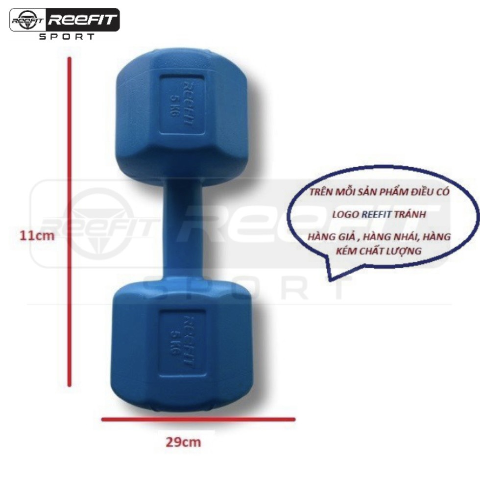 Tạ tay nhựa bát giác 5kg Reefit đã có ruột (1 cái)