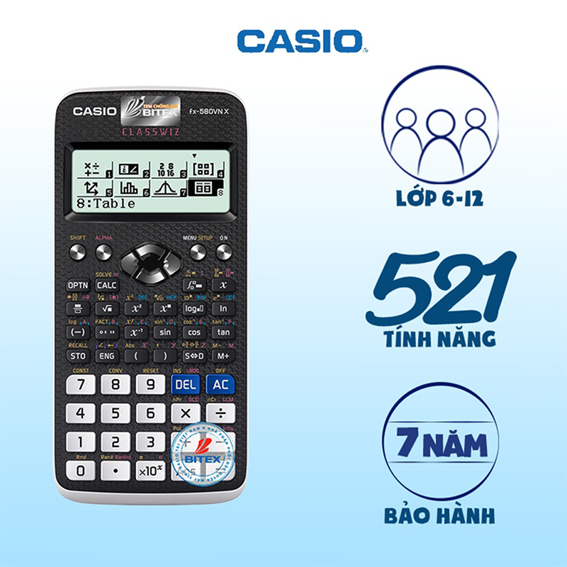 Máy Tính Casio Fx-580VNX Chính Hãng Bảo Hành 7 Năm - Máy Tính Thế Hệ Mới Với Chức Năng Chuyển Đổi Tiếng Việt - Máy Tính Casio Chính Hãng Với 3 Màu Sắc Trẻ Trung - Máy Tính Chính Hãng Giá Rẻ