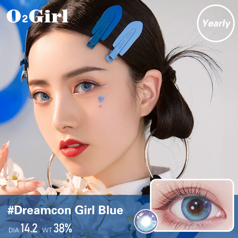 Lens-mid blue Brown rimless contact lens degree lens with contact tray