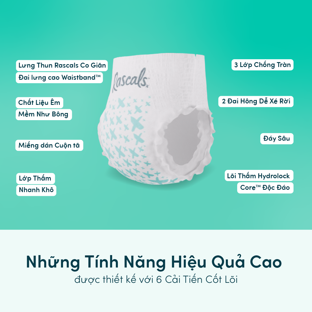 Tã/Bỉm Quần Rascals Size XL (13-18kg) 46 miếng