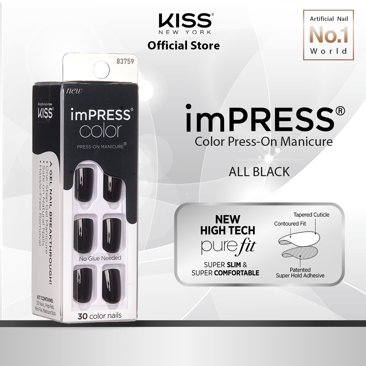 [IMPRESS] COLOR PRESS-ON MANICURE ALL BLACK