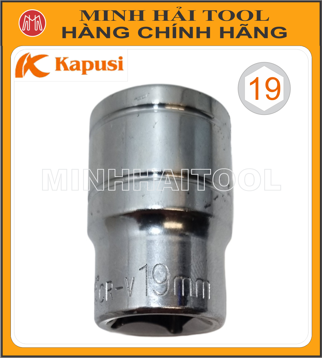 Kapusi Japan – Đầu típ lục giác ½” dài 38mm, cỡ 8mm-32mm. Model: K-6000 – K-6022. Chất liệu: Thép CR-V