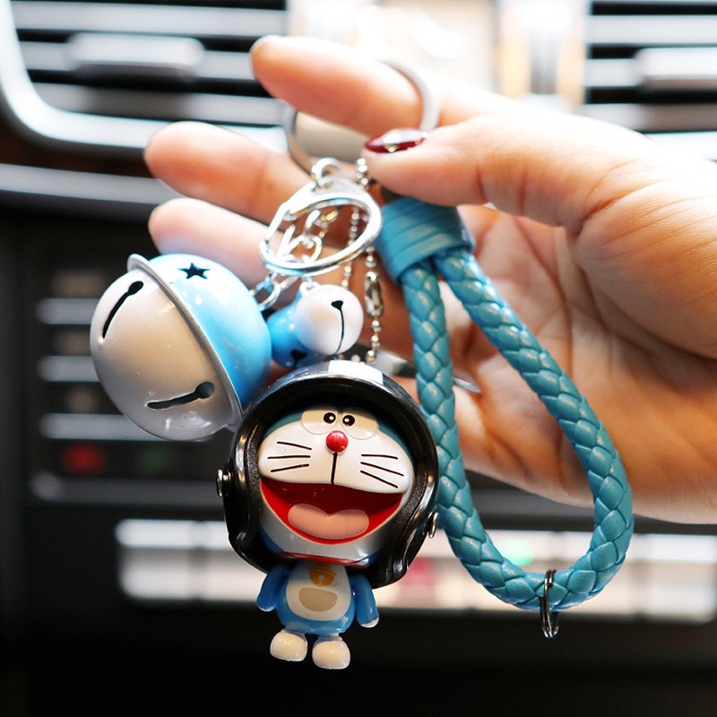 Móc khoá doremon đội nón bảo hiểm cute EDC simple