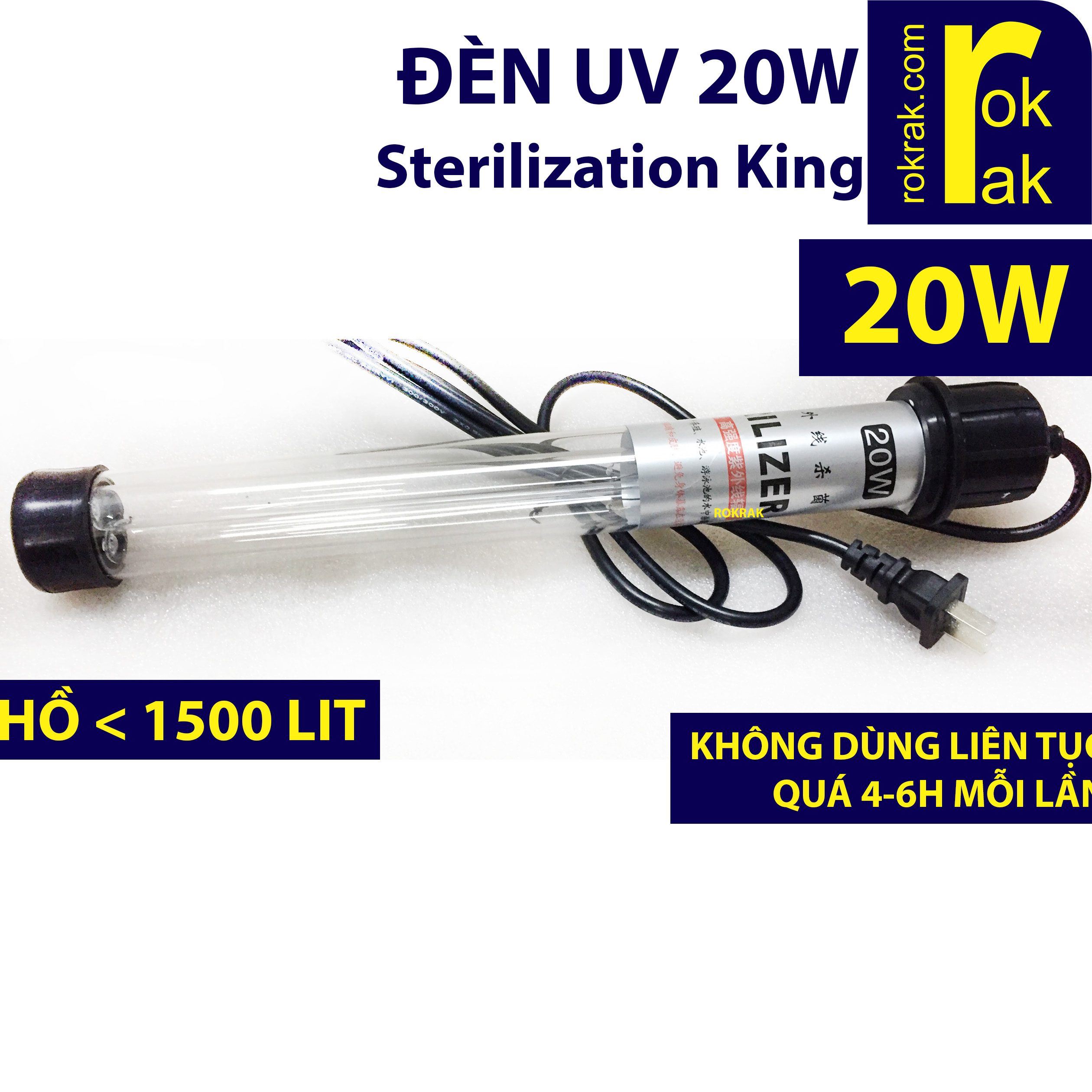 [HCM]Đèn UV 20W Sterilization King cho hồ cá dưới 1500 Lit
