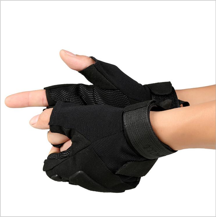 Găng tay phượt Blackhawk cụt ngón full đen