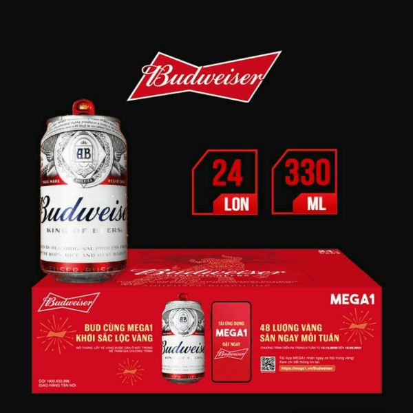 Bia Budweiser thùng 24 lon 330ml