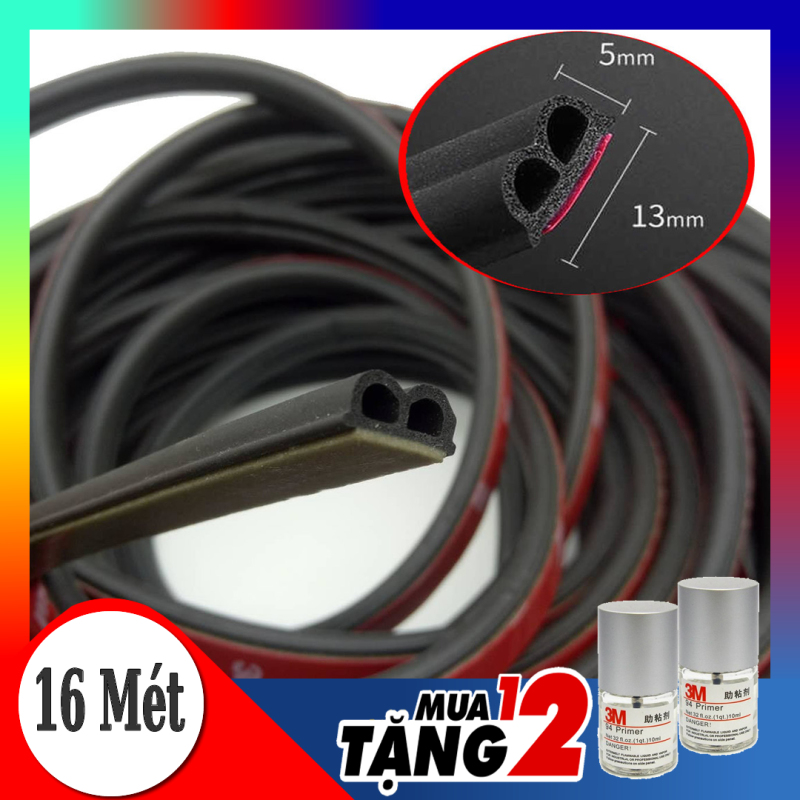 Cuộn 16 mét gioăng cao su chữ B, nẹp ốp viền cửa chống ồn xe ô tô