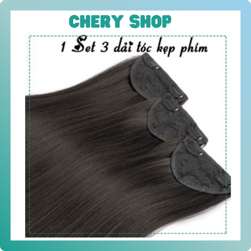 Tóc giả kẹp phím phồng thẳng combo 3 phím giúp làm dày và dài tóc